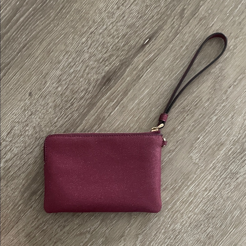 -RARE- New Coach Dark Black Cherry Glitter Wristlet with Charm Gift Set - Picture 5 of 8